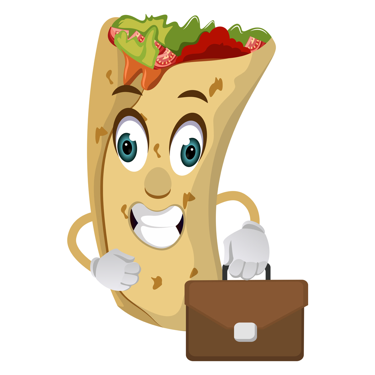 Burrito with suitcase illustration